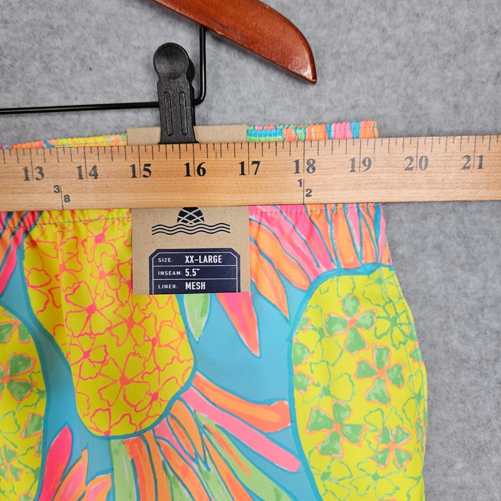 Chubbies The Hooligans Mens XXL Swim Trunks 5.5 Inseam Neon Pineapple Blue New - Picture 5 of 6